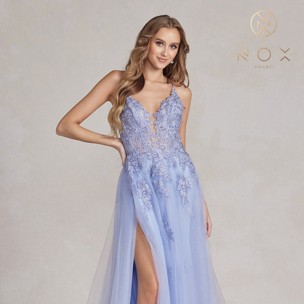 New Long Off The Shoulder Sleeveless A-Line Dress With Lace Up Back Nx G1149